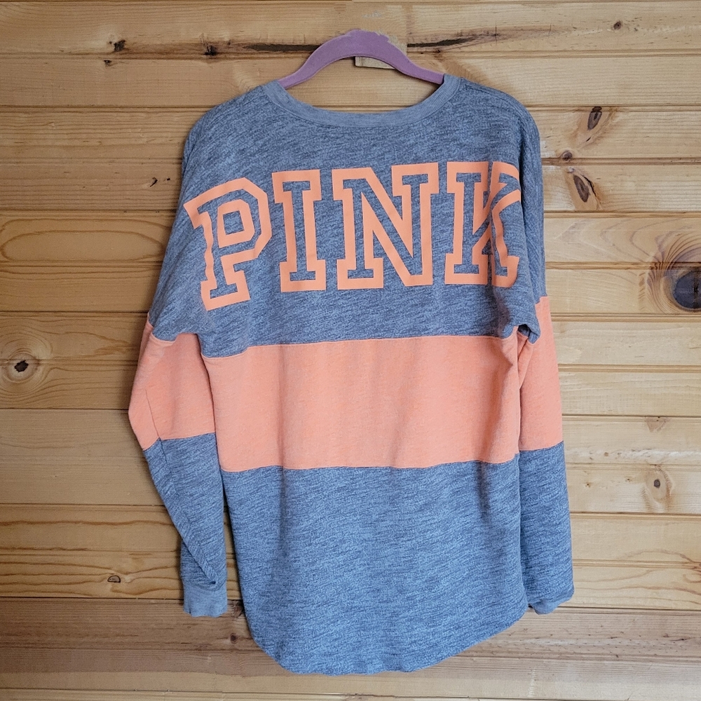 PINK Victoria Secrets Orange and Grey Long Sleeve, Size S/P
